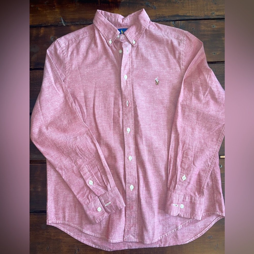 EUC Boys dusty red dress shirt